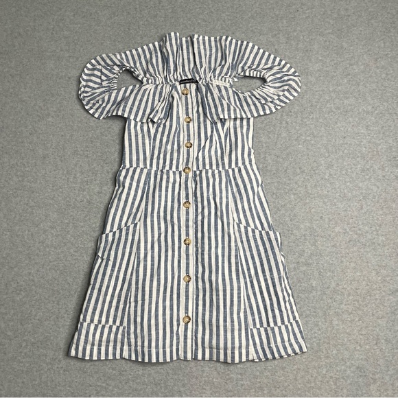 Abercrombie & Fitch Dresses & Skirts - Abercrombie & Fitch Dress Womens Small Petite Button Front Linen Blend Striped